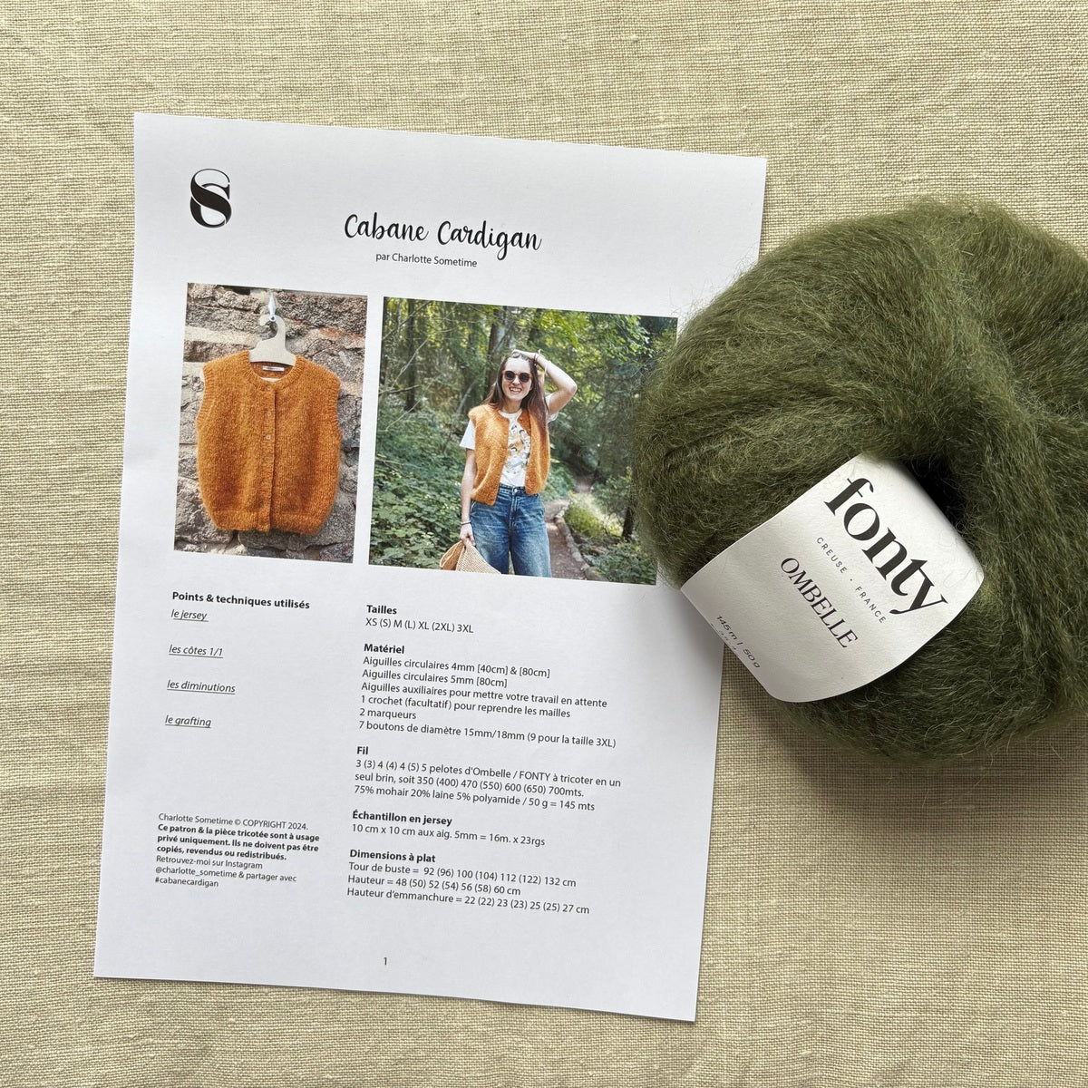 Patron - Cardigan Cabane