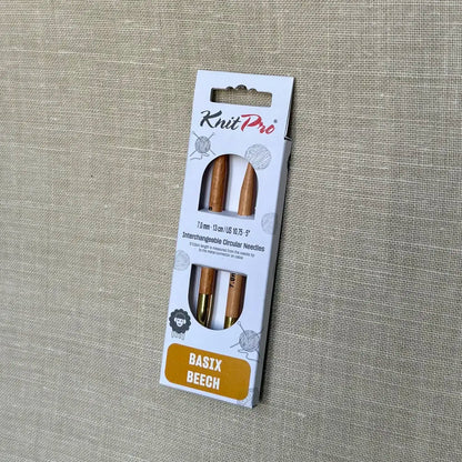emballage d'aiguilles circulaires interchangeables taille 7 mm basix knit pro sur fond lin beige par tricotant